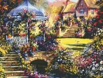 Cross stitch electronic picture redrawing source file-fairy tale Villa 4 Landscape living room full embroidered decorative painting