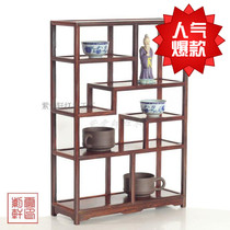 Mahogany Bok ancient frame solid wood carving multi-treasure frame Jade purple sand pot multi-treasure jade antiques