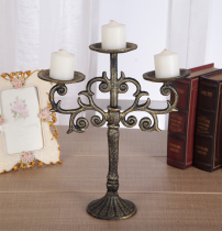 Eurostyle retro candlesticks cast-iron Three-head candlesticks Iron Art Wax Table Classic Wax Candleholder Villa Furnishing