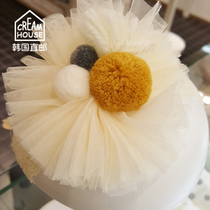 (CreamHouse) Korea cute hair ball Net gauze flower baby girl lace hair hoop hair accessories