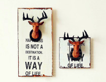 American Countryside Retro Café Bar Clothing Shop Solid Wood Prints Personality Deer Head Trim Wall-mounted Wall Decoration Wall Accessories
