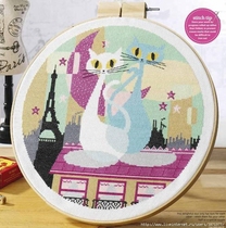 Parisian Cats Paper embroidered figure 7 pages 128g color jet paper print