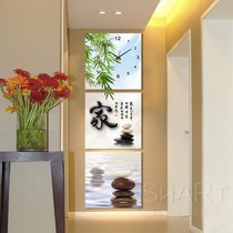 Entrance home decoration painting Vertical version Corridor aisle triptych frameless painter Abstract painting Clock hanging painting Mural