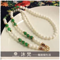 Buddha chain Thai Buddha chain necklace White green white chalcedony elephant God chongdi butterfly Buddha chain women