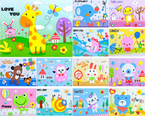 Black girl baby Korean animal dinosaur engineering car EVA three-dimensional paste painting handmade diy educational toy