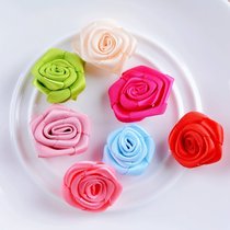 Full manual hand fold flat ribbon rose flower 2 5cm Dress Bouquet jewelry decorative