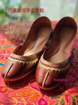 Pakistan coffee color handmade pure leather low-top womens shoes travel home exotic Thailand Nepal India