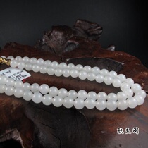 Hetian jade necklace jade necklace white jade bead chain pendant lanyard 8mm