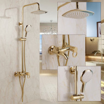 Gold-plated antique shower shower set all copper bathroom hot and cold shower faucet shower