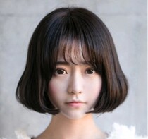 South Korean girl hairstyle air thin Liu Hai female short hair fluffy wig Temperament Bobo Popo Head Wig Pear Flowers