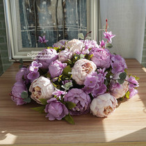 European-style simulation silk fake flower round table table turntable hotel lobby decoration table hotel flower inserts