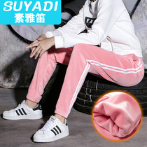 Golden velvet pink velvet sweatpants women double-sided velvet thickened autumn and winter pants womens cotton pants winter loose bunches