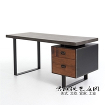 Nordic solid wood desk industrial Iron computer desk American desk American retro with pumping table