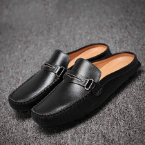 Summer bean shoes men tide shoes one foot lazy shoes handcrafted leather shoes handmade shoes Korean shoes drive shoes society shoes