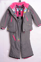 Childrens outdoor ski clothes cold-proof cotton-padded clothes 140 yards Europe and the United States big brand foreign trade export original single set