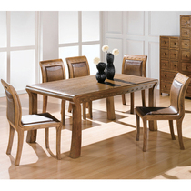 Solid wood dining table and chair combination Restaurant high-end antique log furniture simple rectangular complete modern table