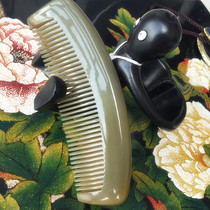Natural white water horn comb handmade thickened home health comb massage head
