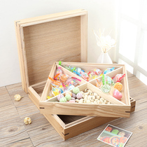 Pure solid wood dried fruit box Candy box Melon seed plate Simple solid wood double-layer household snack food storage box Nut box