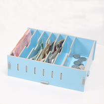 Wooden financial coin change storage finishing box Receipt bill RMB storage drawer sundries Office storage