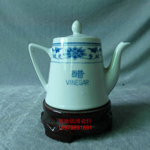 Jingdezhen factory goods porcelain original red flag porcelain factory beauty Research Institute blue and white hibiscus soy sauce vinegar bottle
