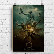 TES on ancient scroll game posters The Elder Scrolls Bethesda propaganda painting retro