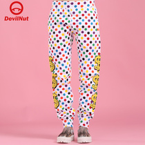 DEVIL NUT Tide Cards Demons No Side Stitches Pants Round Point Camouflail Pure Cotton Female Style Long Pants main AFV