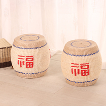 Hand-made grass-woven futon group sitting Pier Fuzi round Pier living room coffee table sofa stool childrens small round stool