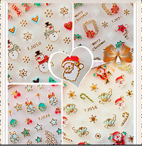 Christmas hot gilding 3D phototherapy nail sticker Nail Polish glue paste flower Santa elk Bell snowflake TJ