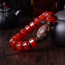 Natural red Agate bracelet mens hand string Tianye Tianzhu hand jewelry Wrapped silk silk Dogs birthday gift of the year of life