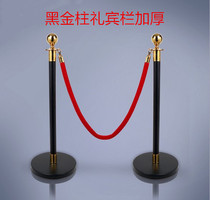 Thickened black gold railing post with lanyard welcome concierge column one-rice thread guardrail cordon stainless steel isolation queue