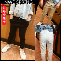 Childrens clothing black casual pants spring new childrens Korean version of wild white long pants mens children slim cotton pants