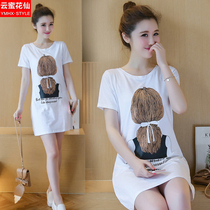 Large size cotton white short sleeve t-shirt womens tide clothes 2021 medium long new summer loose Korean style body shirt