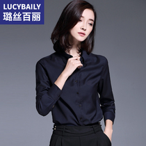 Rose Belle hidden blue Chiffon shirt womens long-sleeved professional shirt 2021 spring and autumn new temperament work clothes