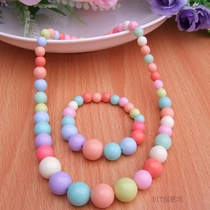 Childrens gifts childrens first jewelry Korean sweet cute acrylic candy beads girl necklace bracelet two-piece set
