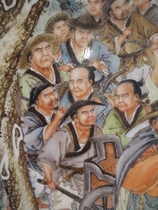 Republic of China Zhushan Eight Friends Wang Daping Pastel Yu Wang Water Control Picture Porcelain Plate Painting 2