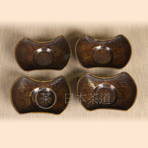 Japanese bronze old nostalgic fish scales wood grain yuan treasure copper cup holder four guests
