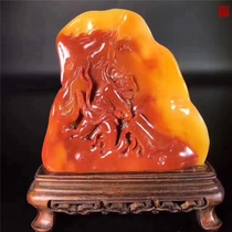 Fujian Shoushan Stone Old Pit Junction Crystal Triple Colored Candle Red Hibiscus Stone Pendulum Piece (plantain fan fire extinguishing flame Mountain)