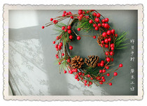 (Yesterday Country) Christmas Eve Christmas Wreath Foreign Trade Berry Pine Wreath Decorative Wreath