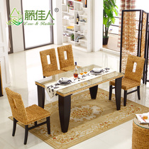 Fujijia Rattan table Vine dining chair solid wood dining table one table four-chair combination five-piece set restaurant kit TD