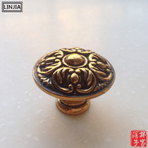 European copper European antique antique vintage wardrobe door drawer solid round handle furniture pastoral carved handle 1205