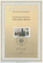 West Berlin 1987-2 Commemorative Postmark Cancellation Service on the first Day of the 750th anniversary of the Founding of the City of Berlin