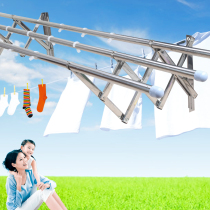Stainless steel balcony outdoor telescopic clothes rack Push-pull folding clothes rack Outdoor installation window quilt drying rack