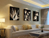 Modern mural living room ice crystal glass decorative painting simple frameless painting crystal golden year hanging painting restaurant triple