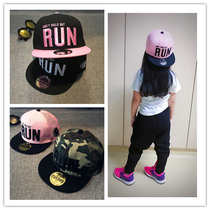 Summer new running male RUN childrens street dance hat flat hat hip hop baseball cap male and female child sun hat sun hat