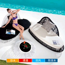 Outdoor recliner swimming pool rattan reclining bed balcony leisure beach chair tourist resort model room reclining bed