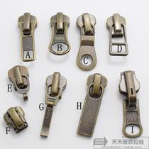 YKK5 Number of metal zipped accessories Qinggu bronze salad head 5 metal zipped head with lock pull head