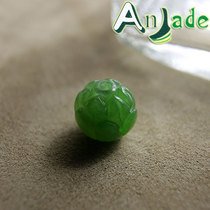 Natural ice bottom Yang green Hetian Jade Jasper 9 5mm Lotus beads Handmade lotus loose beads Multi treasure AJ0639