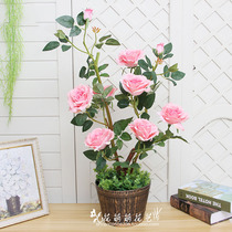New Products Emulation Silk Flowers Plant Decoration Tree Emulation Flower Fake Flowers Green Planting Potted Office Indoor Bonsai Rose Flowers