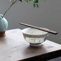 Blue and white ceramic honeycomb exquisite hollow hollow 5 inch rice ceramic bowl soup bowl rice bowl bone porcelain tableware