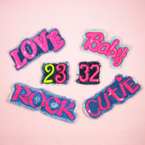 Jeans cloth patch pink pull edge patch patch patch patch knee patch patch patch dress decoration patch need hand sewn